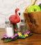 Ebros Tropical Paradise Pink Flamingo Holder W/ Salt & Pepper Shaker Set 7.25" L