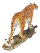 Wild Animal Kingdom Leopard Walking On Forest Trail Statue Giant Cat Figurine