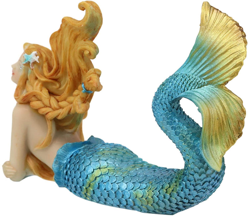 Ebros 6"L Colorful Nautical Mermaid Mergirl Lying On Sea Floor And Daydreaming Statue