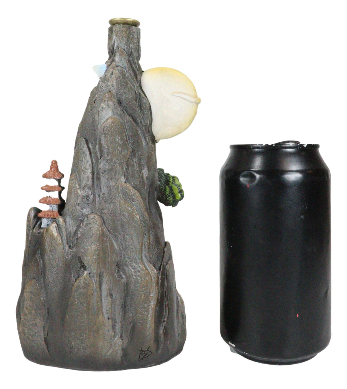 Feng Shui Rocky Mountain Top Buddhist Pagoda Temple Backflow Cone Incense Holder