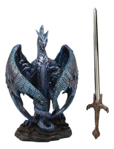 Ebros Nether Blade Ruth Thompson Dragon Statue with Dragon Letter Opener Blade 9.5" Tall Dragon Blade Series Collection Mythical Fantasy Dragons Decor