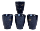 Japanese Zen Dragonfly Speckled Blue Porcelain 10oz Coffee Tea Cups Set of 6