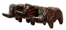 Balinese Wood Handicrafts Tail To Tail Elephant Miniature Figurines Set 2.75"L
