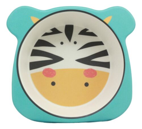 Ebros Zebra 5 Pc Organic Bamboo Dinnerware Set For Kids Children Toddler Baby