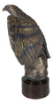 Large Grand Bald Eagle Perching On USA American Flag Figurine With Round Base