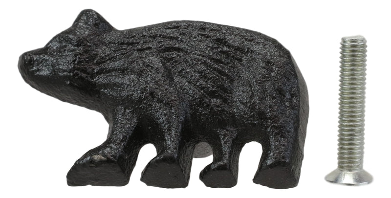 Cast Iron Rustic Western Black Bear Drawer Cabinet Door Knobs Hardware Pack of 4