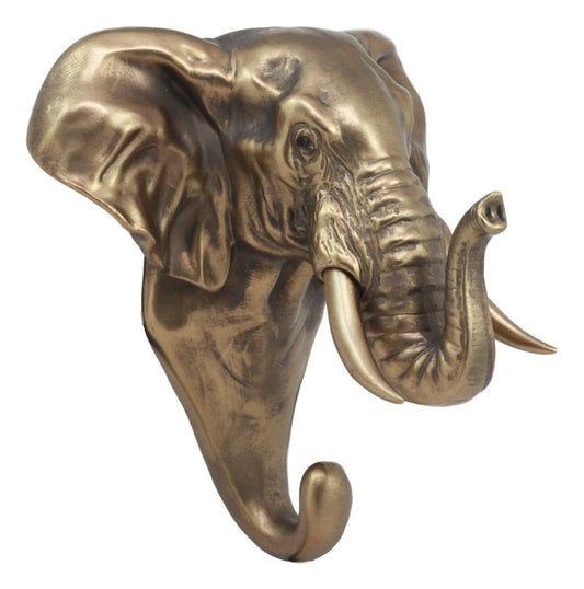 Ebros Rustic Bronzed Safari Elephant Wall Hook Hanger 7" Tall for Light Duty Weight Items