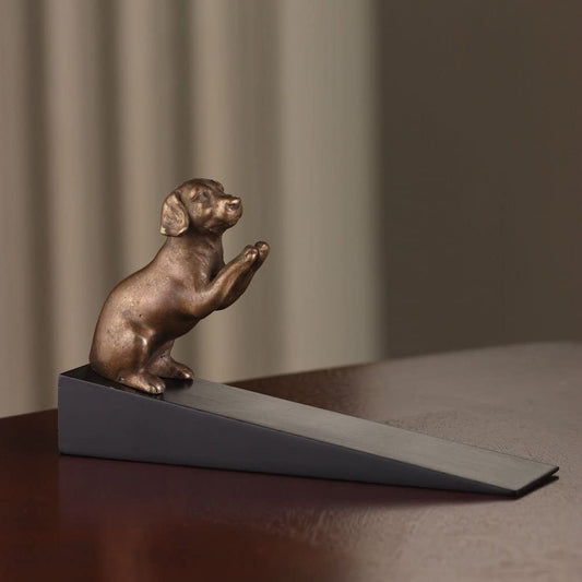 Brass Made Adorable Begging Labrador Retriever Dog Door Stop Stopper Wedge