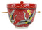 Red Flying Crane Ramen Bowl With Tempura Divider Condiment Lid Chopsticks Set