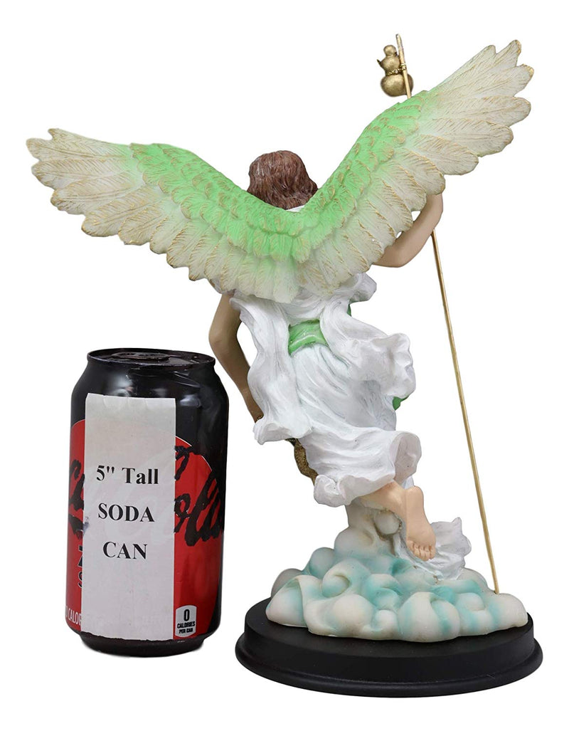 Ebros Saint Raphael with Healing Staff Statue 10.25" H with Brass Name Plate