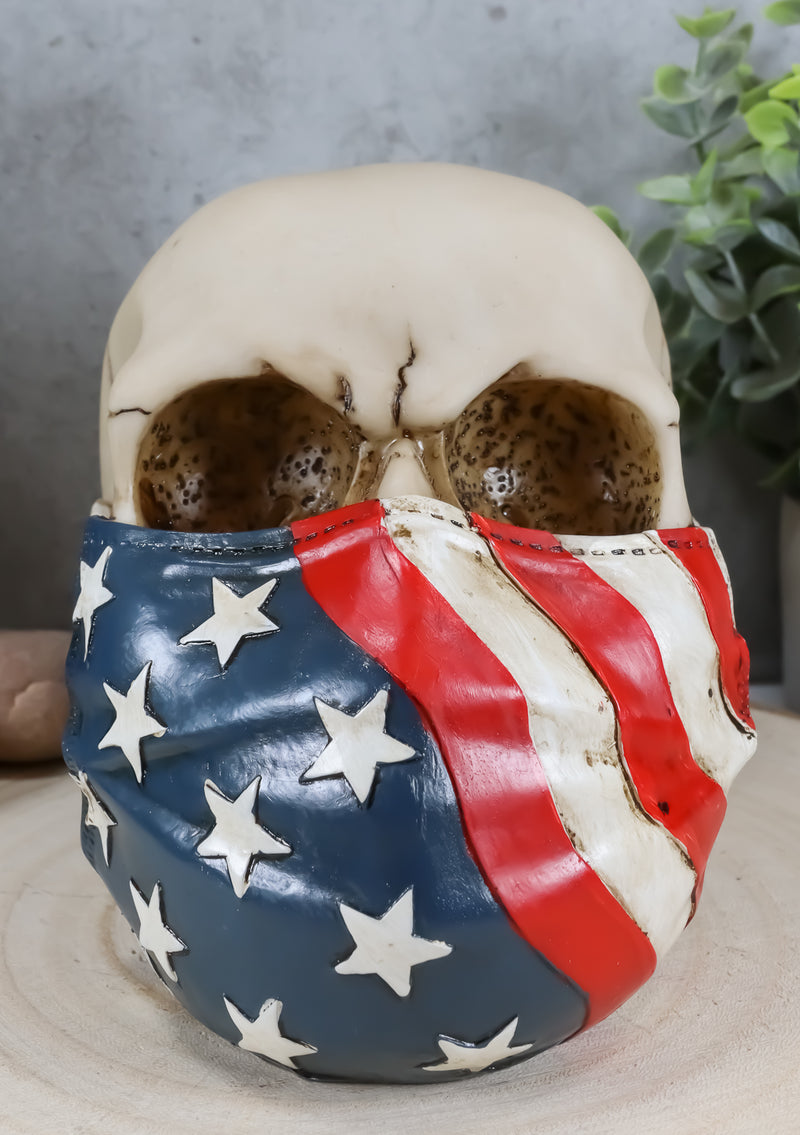Ebros American Flag Star Spangled Banner Mask On Skull Decorative Figurine