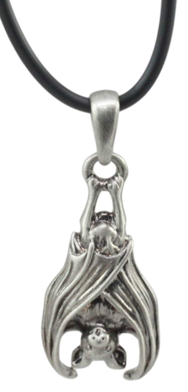 Ebros Gothic Sleeping Vampire Bat Pendant Pewter Necklace Fantasy Terror Creature of Darkness Jewelry Accessory - Ebros Gift
