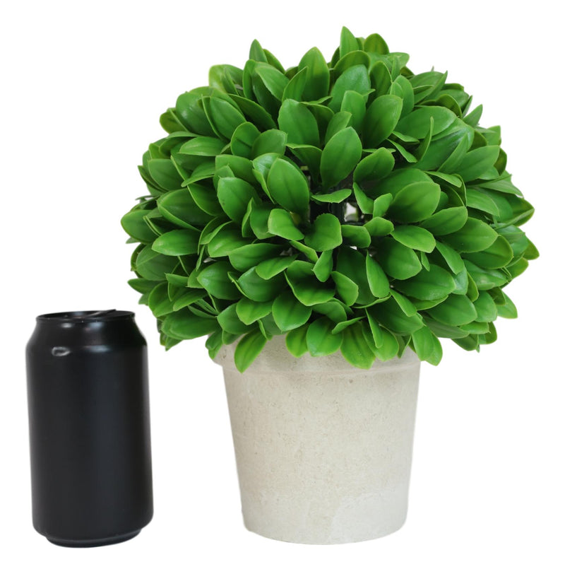 Home And Garden 10"H Green Artificial Faux Boxwood Topiary Ball In Vase Pot