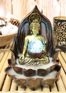 Ebros Meditating Buddha Amitabha Backflow Incense Burner With LED Globe Light - Ebros Gift