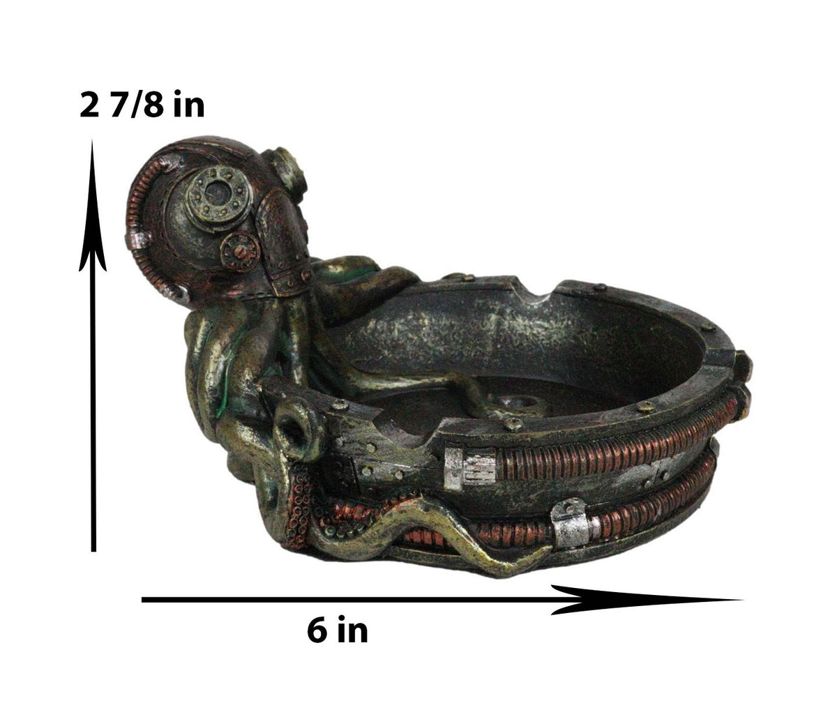 Ebros Victorian Gizmo Steampunk Octopus Ashtray Figurine Nautical Ocean Naval 5.5"L