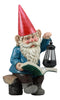 Ebros Whimsical Wizard Gnome Reading A Spell Book Statue 19"Tall With Solar LED Lantern Courtesy Path Light Sculptural Decor