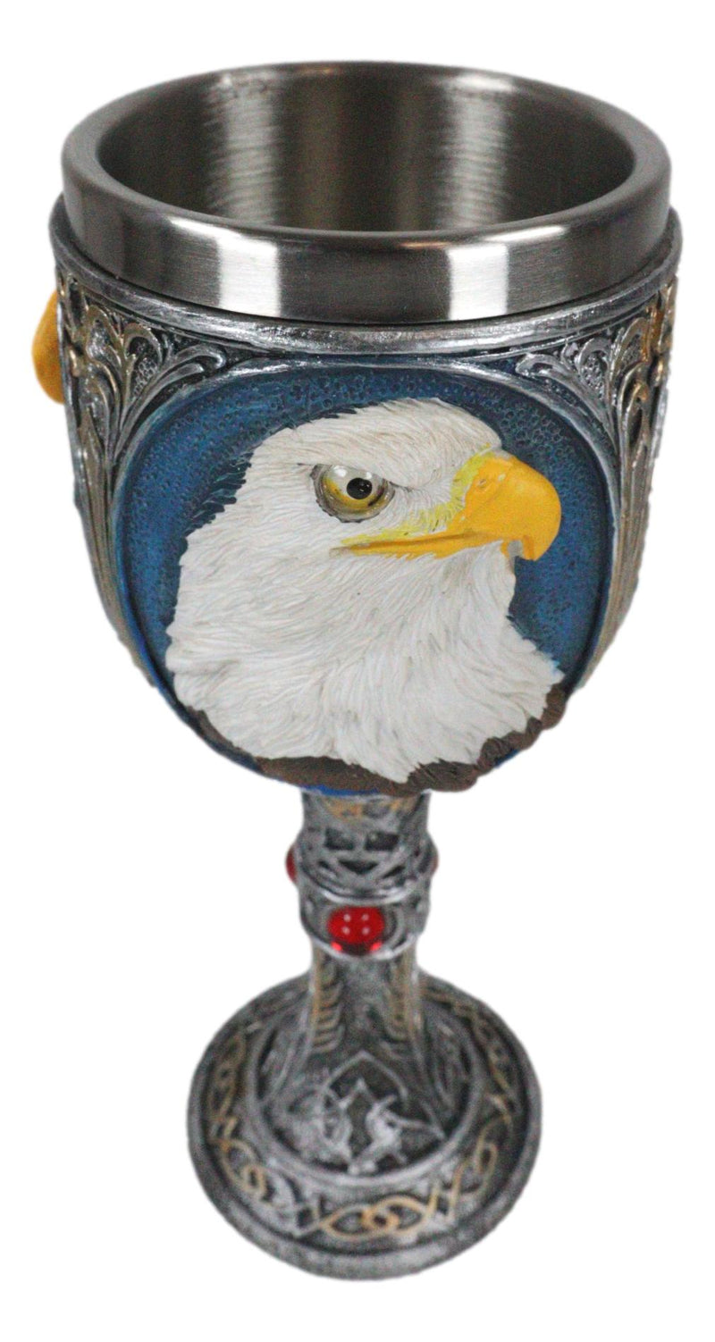 Patriotic Wildlife Majestic American Bald Eagle Celtic Knot Wine Goblet Chalice