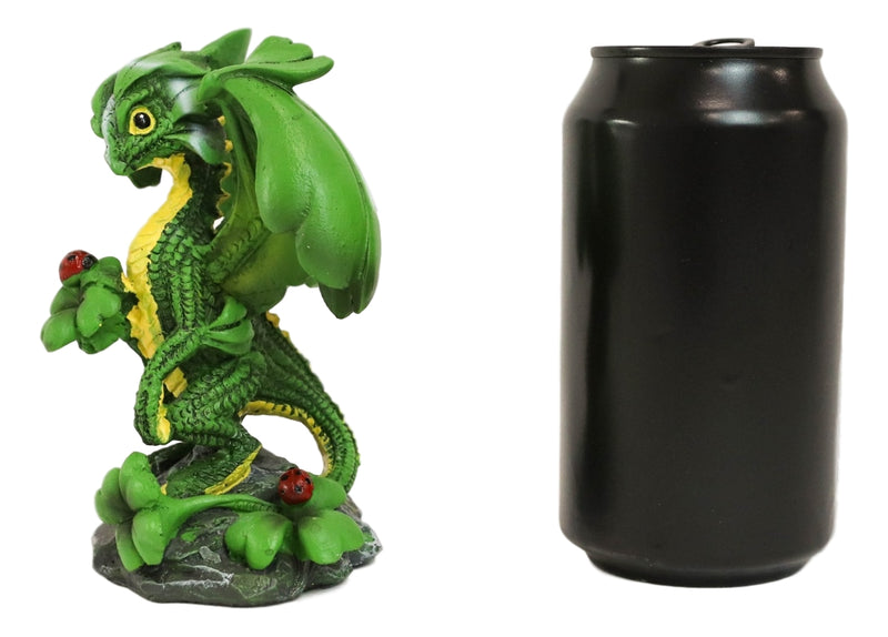 Ebros Colorful Green Irish Lucky Clover Dragon with Ladybugs Statue by Stanley Morrison