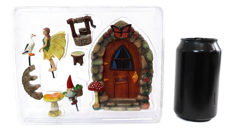 Mini Fairy Garden Door Well Duck Gnome Bridge Table Mushroom 8 Piece Starter Kit