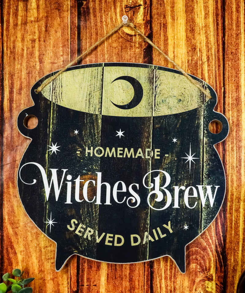 Homemade Witches Brew Served Daily MDF Wall Art Sign Plaque With Cauldron Shape