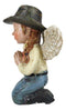 Rustic Western Cowgirl Angel Wearing Hat And Jean Praying On Her Knees Figurine