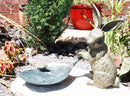 Brer Rabbit Pulling Large Leaf With Blue Jay Garden Bird Bath And Feeder Statue