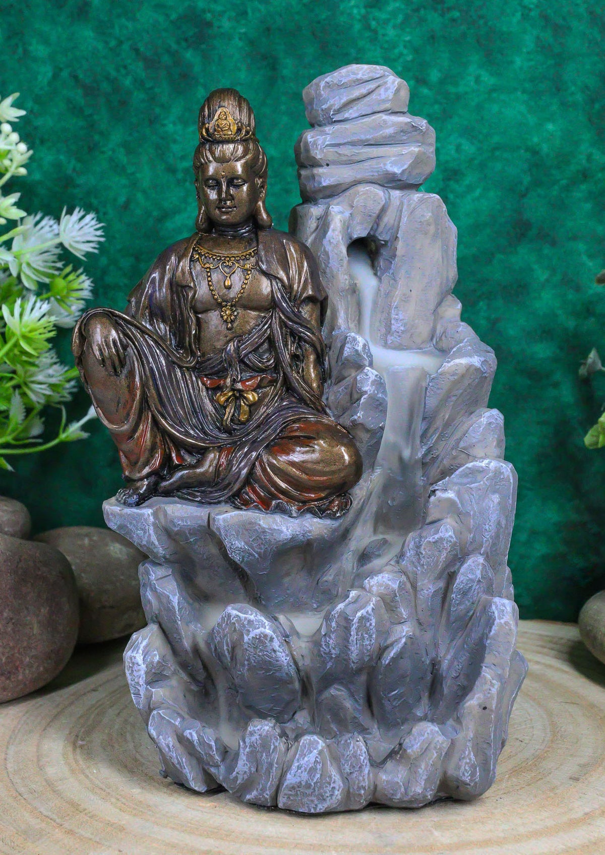 Ebros Bodhisattva Kuan Yin Buddha Backflow Incense Burner Statue 7.5"H