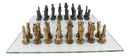Ebros Egyptian Gods Monuments King Tut & Nefertiti Chess Pieces With Glass Board Set