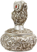 Ebros Silver And Bronze Steampunk Owl With Red Gemstone Eyes Jewelry Trinket Box