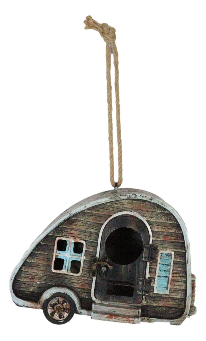 Rustic Western Camper Trailer Cabin Birdhouse With Door Tree Hanging Bird Feeder