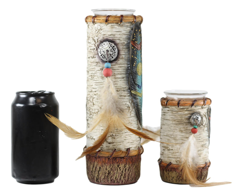 Southwestern Dreamcatcher Turquoise Feather Tea Light Votive Candle Holders Set