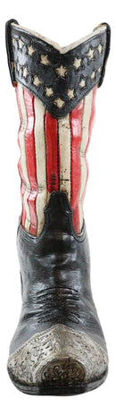 Rustic Western American Flag Old Faithful Patriotic Cowboy Boot Floral Vase