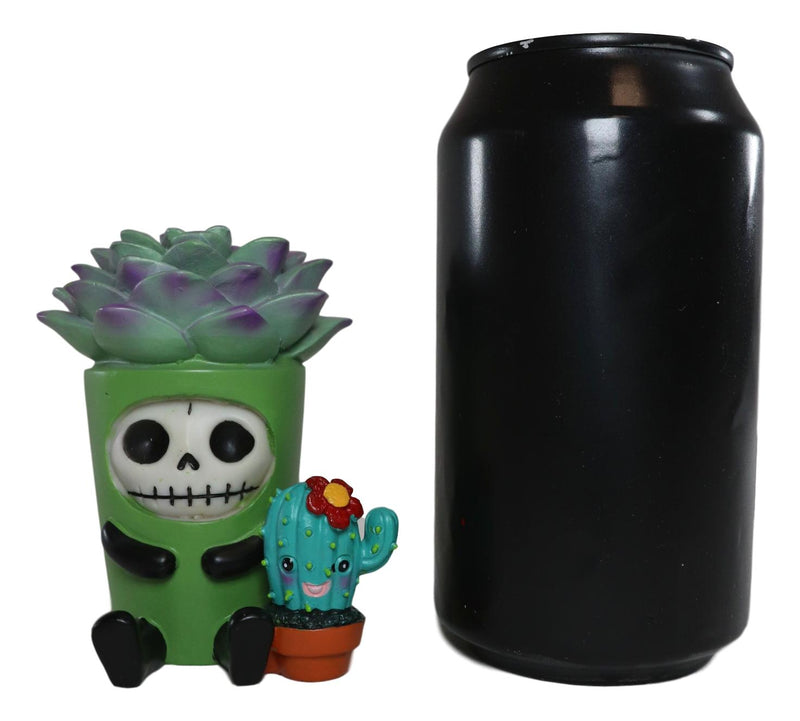 Ebros Furry Bones Echy The Succulent Plant Pot With Cactus Skeleton Figurine