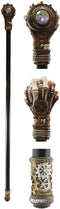 Ebros Steampunk Skeleton Hand Grasping Eye Gears Swagger Stick Cane Staff 38" L
