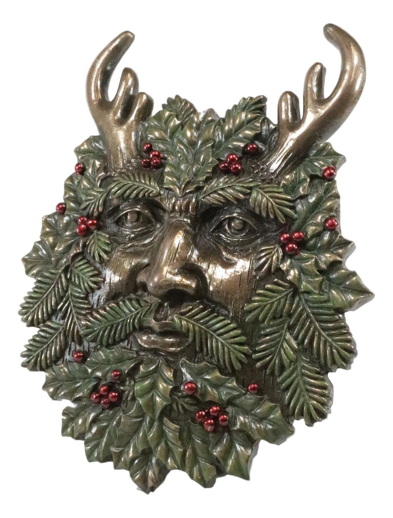 Ebros Horned God Winter Season Greenman Pan Wall Plaque 7"L Vegetative Deity