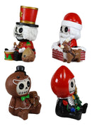 Ebros Christmas FurryBones Characters Skeleton Limited Edition Figurines Set Of 4