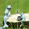 Ebros Large Verdi Green Aluminum Mama Frog and Baby Frog Fishing Garden Statue Bonding Time Whimsical Frog Themed Pond Patio Poolside Decorative Edge Sitter Sculpture Figurine