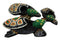 Balinese Wood Handicrafts Green Turtle Family Ashtray Shell Box Figurine Set