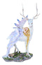 Ebros Large Blonde Fairy Sleeping On Sacred Capiz Blue Pearl Stag Elk Statue