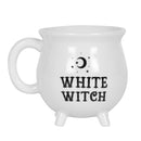 Wicca Sacred Crescent Moon And Stars White Witch Cauldron Mug Cup With Handle