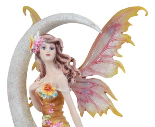 Nene Thomas Art Celestial Crescent Moon Earth Elemental Floral Fairy Statue 11"H