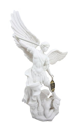 Ebros Archangel Saint Michael Statue 13.5"H Battle Of Armageddon (Off White) - Ebros Gift