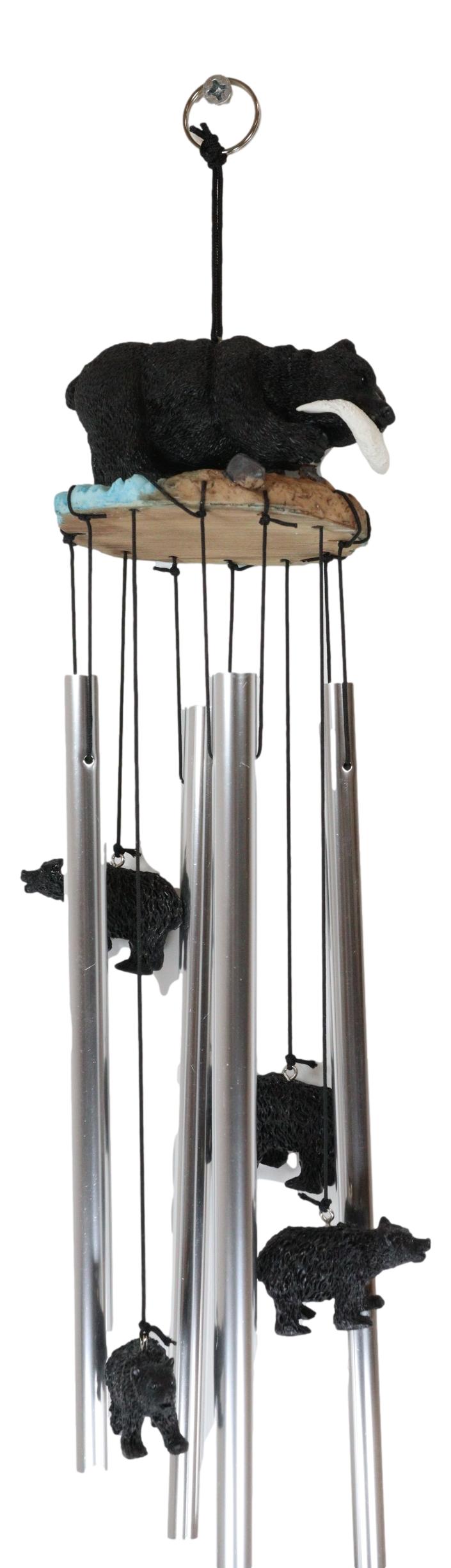 American Black Bear River Fishing Resonant Relaxing Wind Chime Garden Patio