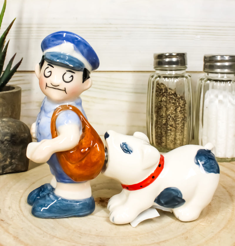 Ebros Ceramic Postman With Mail Thief Tramp Dog Salt And Pepper Shakers Magnetic