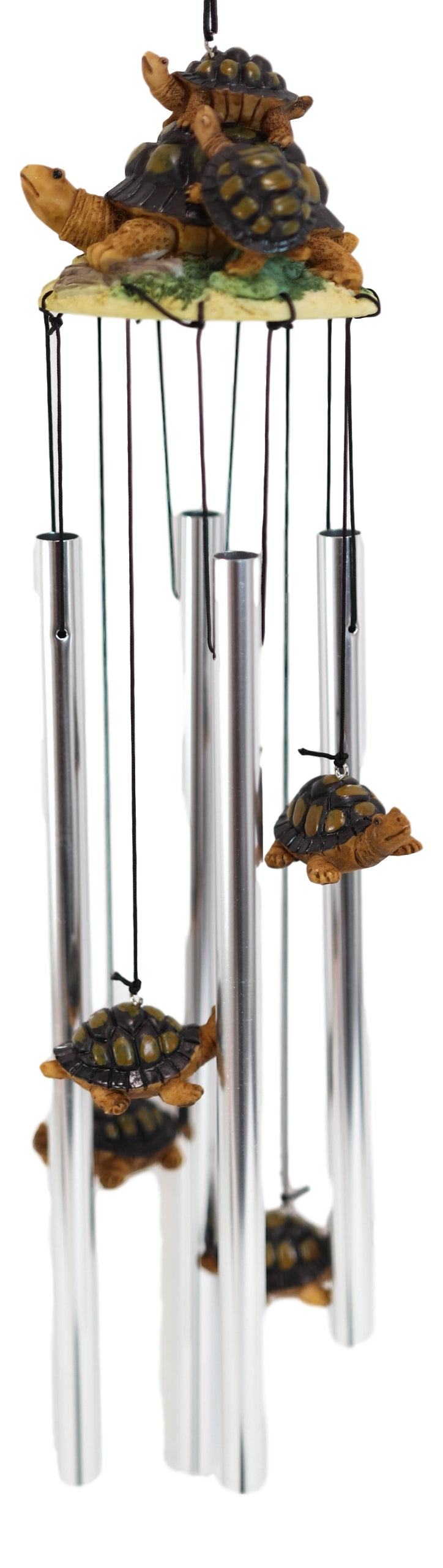 Ebros Reptile Brown Giant Tortoise Mother Piggybacking Hatchling Wind Chime