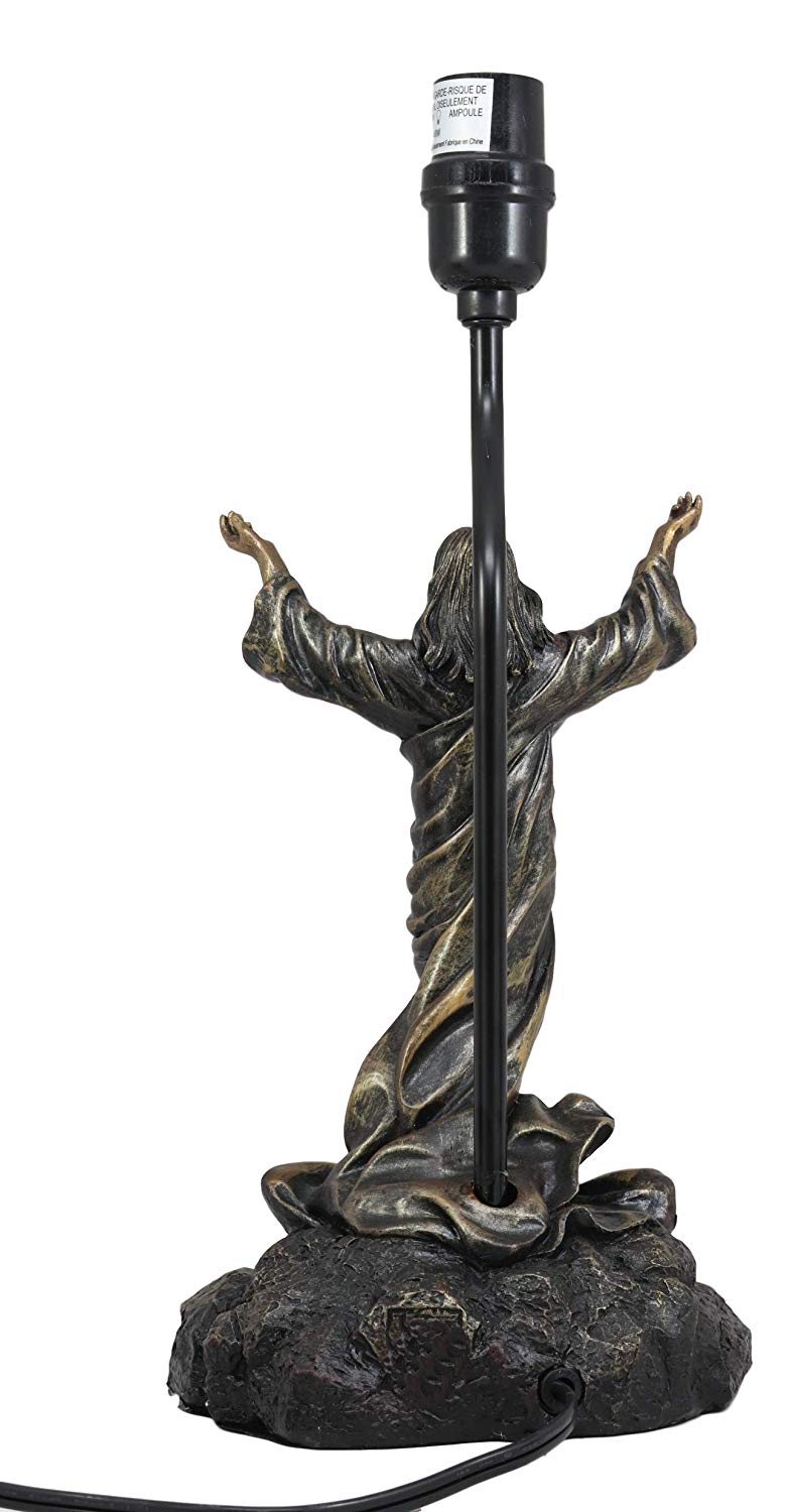 Ebros Light Of The World Jesus Christ With Widespread Arms Sculptural Table Lamp Decor