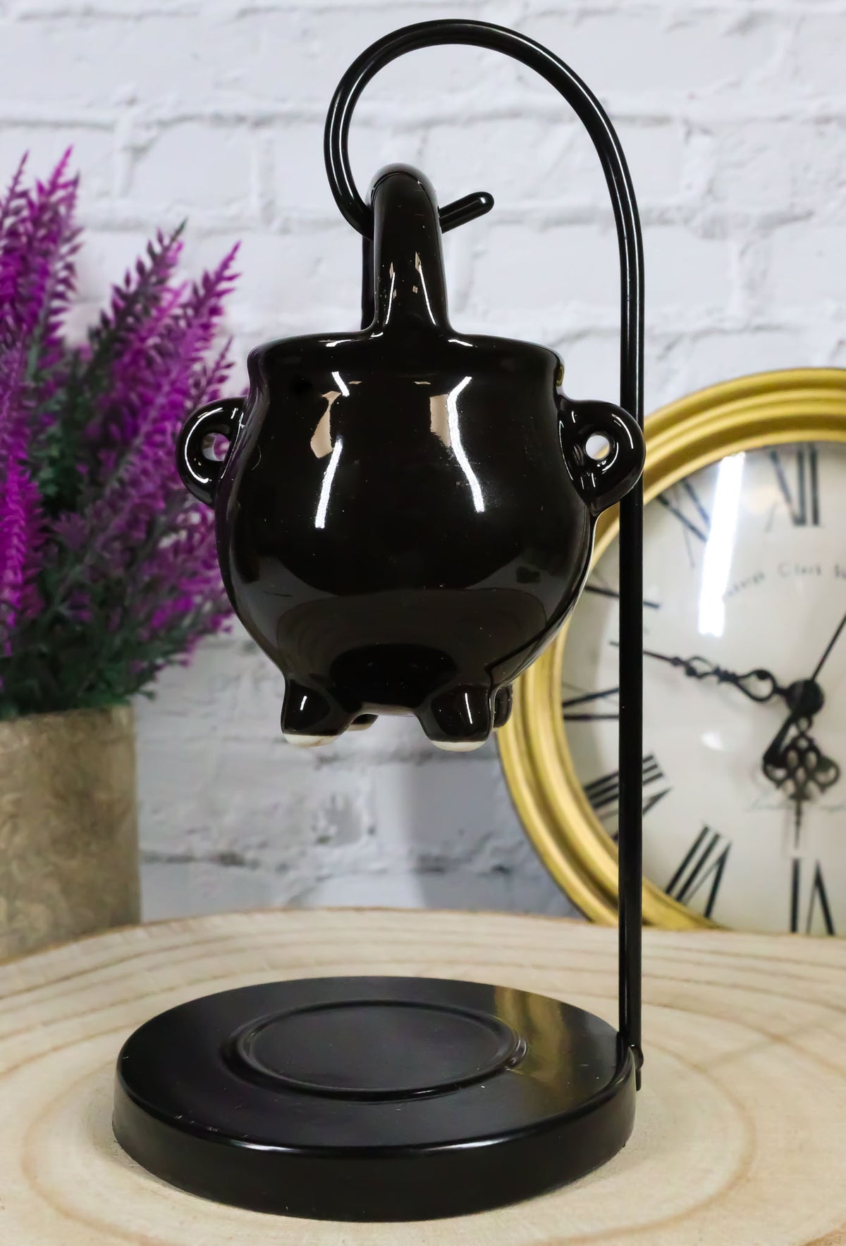 Wicca Witchcraft Hanging Ceramic Black Cauldron Essential Oil Burner Warmer