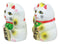 Ebros Japanese Luck and Fortune Charm White Beckoning Cat Maneki Neko Ceramic Figurines Set of 2 with Right and Left Paws Feng Shui Lucky Energy Cats Collectible Statues