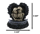 Love Never Dies Black Wedding Roses Heart Wreath Skeleton Couple Figurine Decor