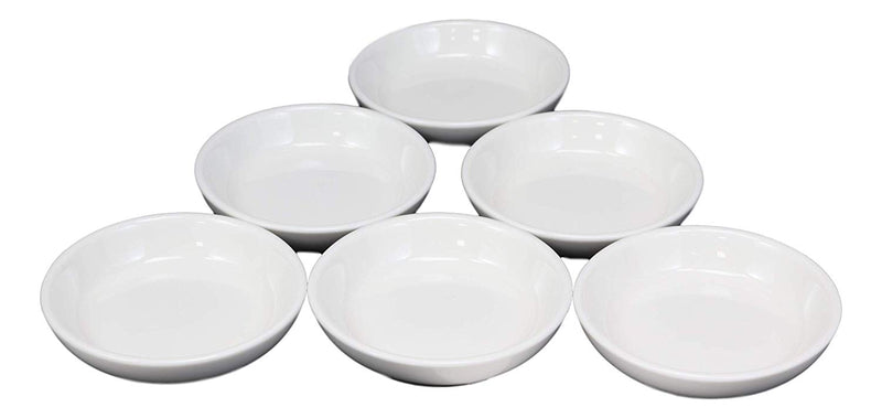 Ebros White Porcelain Contemporary Condiments Soy Sauce Dipping Plate or Dish Set of 6 Great Housewarming Gift Or Party Decor For Sushi Asian Dining Oil Chili Paste Chip Dips Restaurant Supply